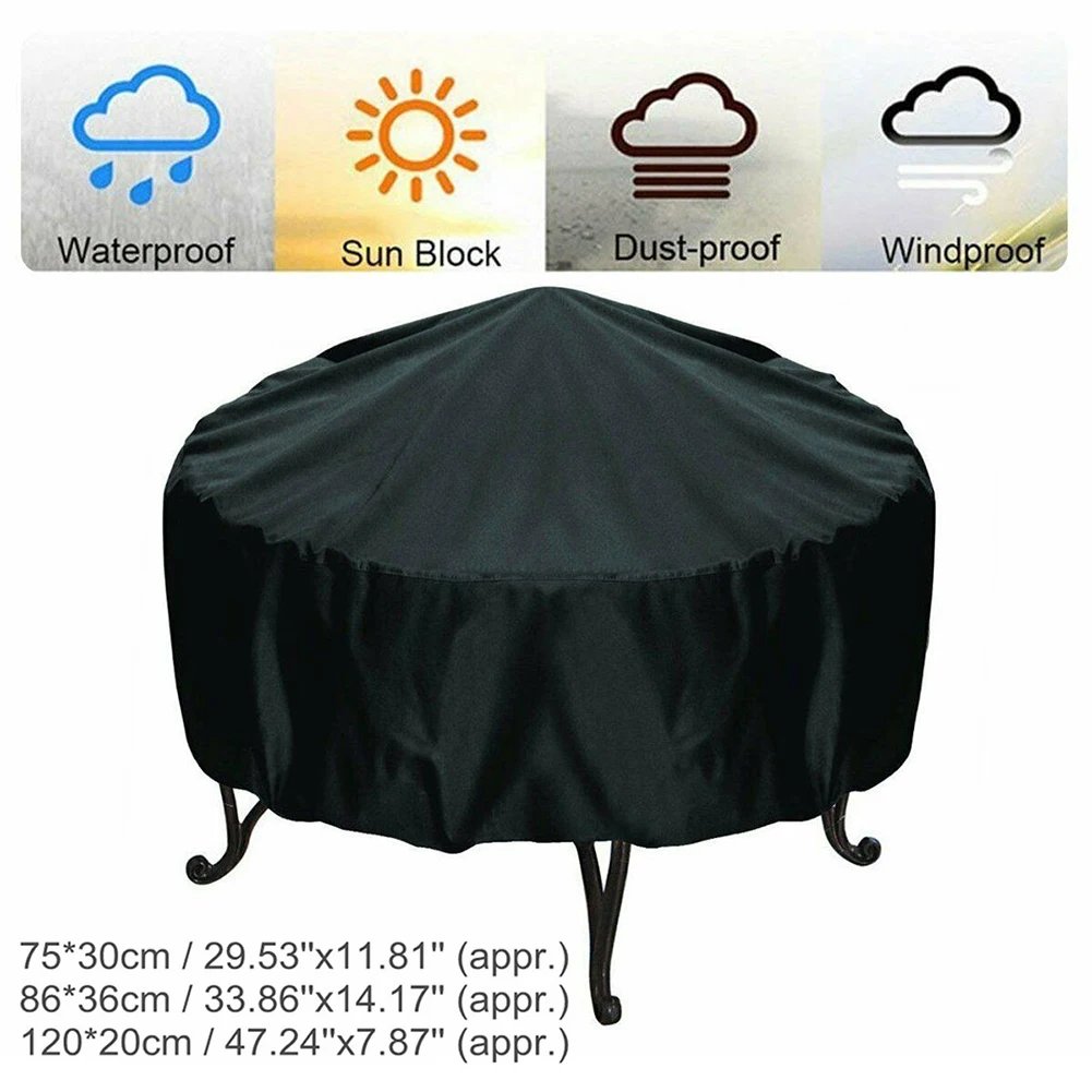 

Patio Round Fire Pit Cover Waterproof UV Protector Grill BBQ Cover Foldable Protection Dustproof Outdoor Patio Covers Camping