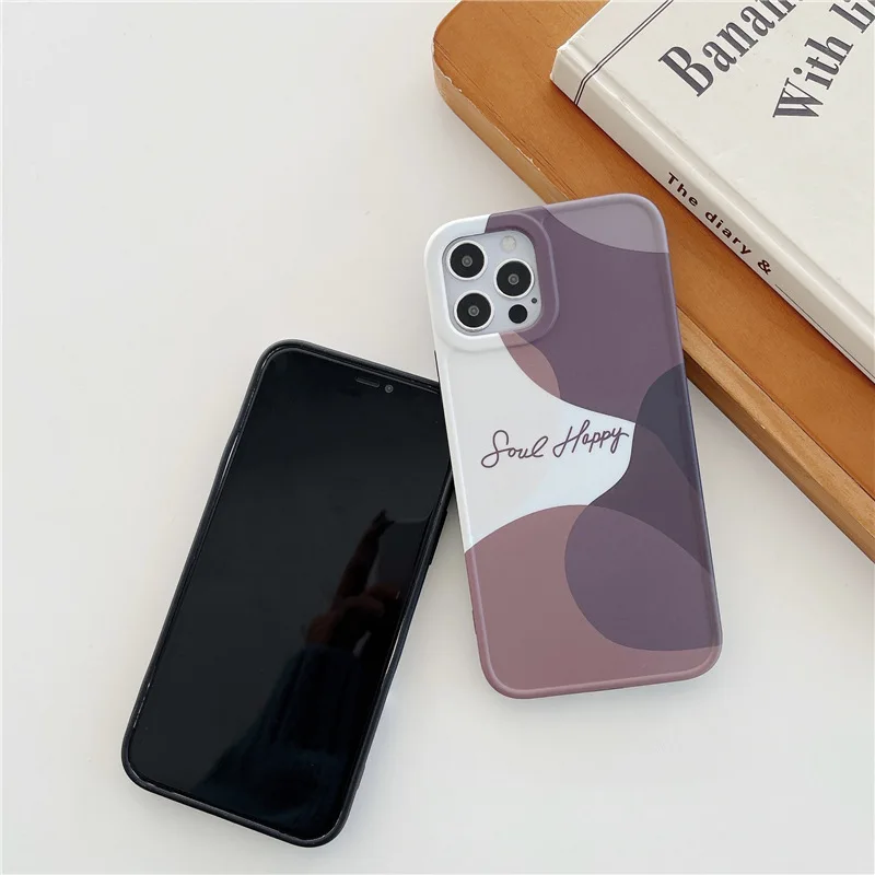 

Geometric Color Matching Phone Case For iPhone 12 11 Pro Max X XS Max XR 8 7 Plus Soft Silicone Back Cover Funda