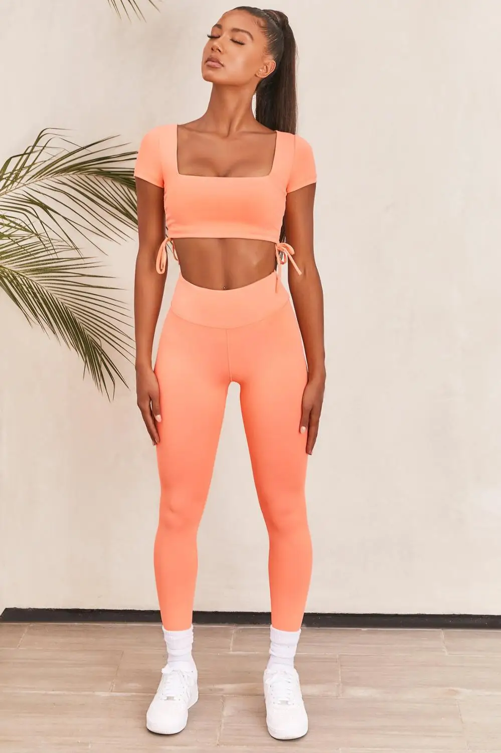 Бесшовный Женский костюм для фитнеса и йоги на шнуровке 2 шт./компл. эластичный