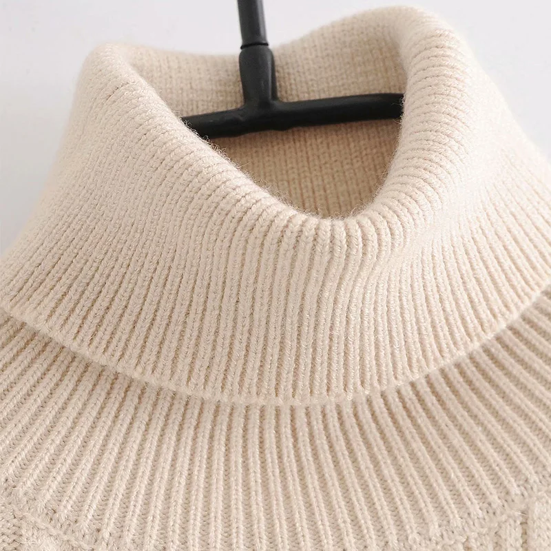 

Women Sweater Loose Oversized Sweater Turtleneck Lace Pullovers 2019 Autumn Winter Long Sleeve Jumpers Solid Color