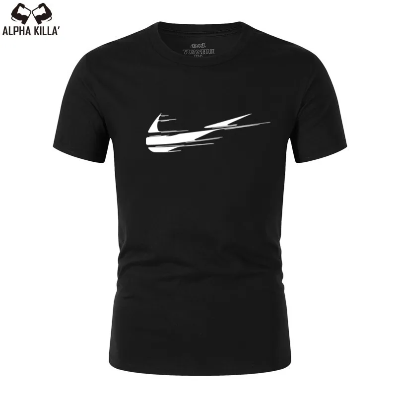 2019 Новая летняя рубашка из хлопка с рукавами для тренажерного зала футболка