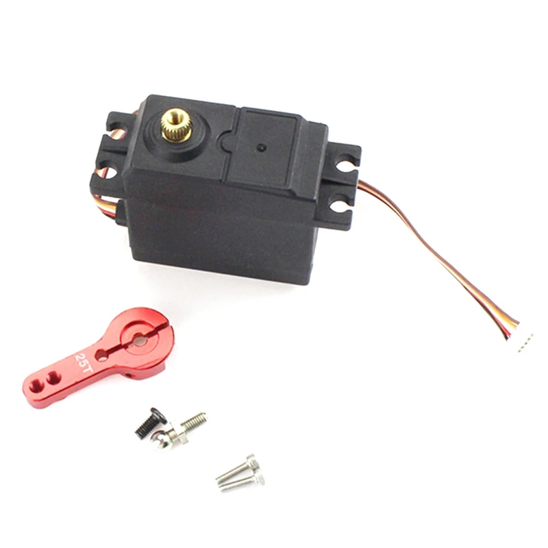 

Five Wire Metal Gear Servo with Metal Servo Arm Horn for WLtoys 104001 1/10 RC Car Upgrade Parts Accessories