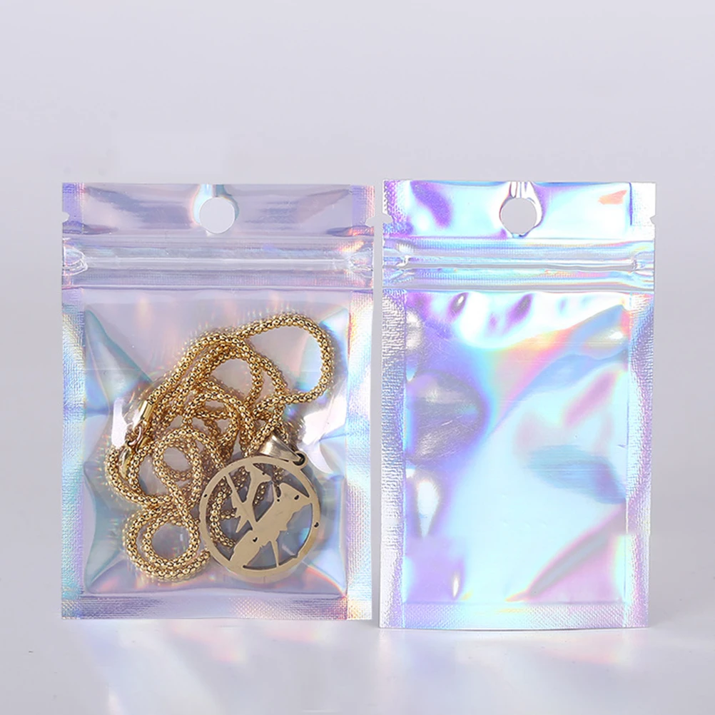 100 шт. Закрывающиеся Пластиковые пакеты с замком-молнией упаковка для ювелирных