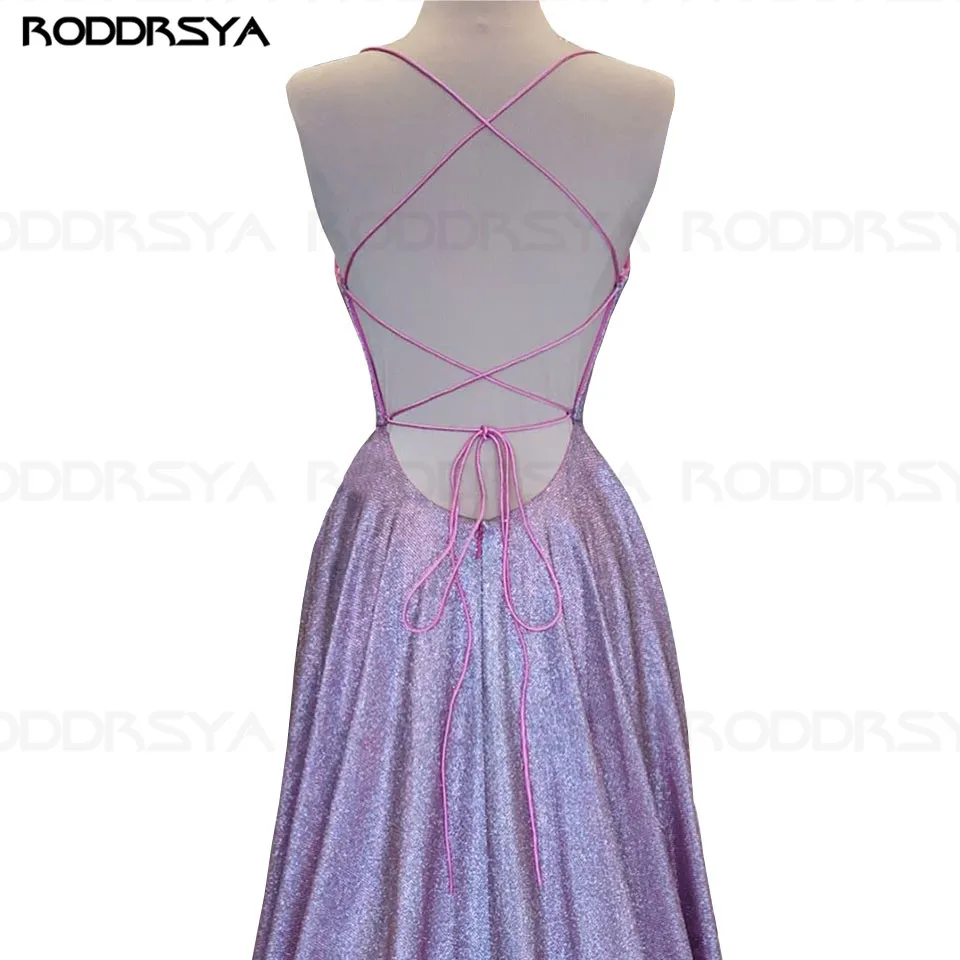 

Charming Sparkly Prom Dresses 2020 With Pockets Sexy V-neck Long Dress For Party Spaghetti Strap Formal Gown Lace Up Back