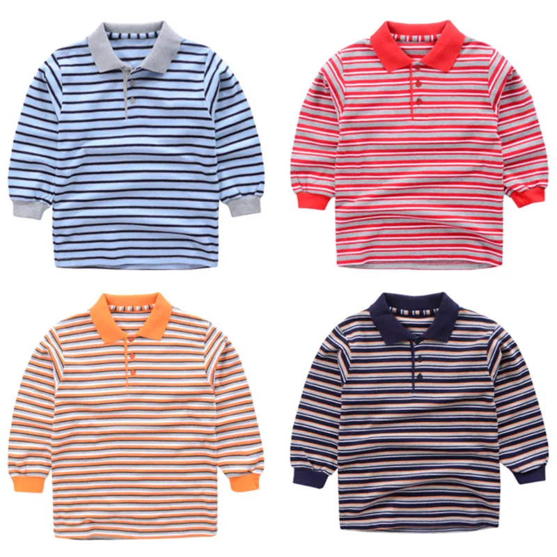 

High grade cotton high grade children's long sleeve T-shirt long sleeve stripe children's T-Shirt Baby knitting T-shirt