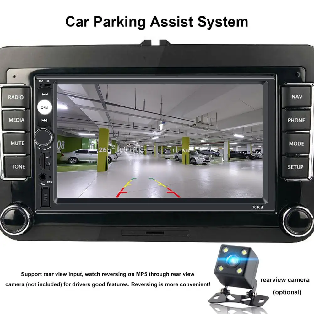 Autoradio 2 Din 7 inch LCD Touch Screen Car Radio Player Auto Audio Bluetooth Multiple Languages 7010b Support Rear View Camera |