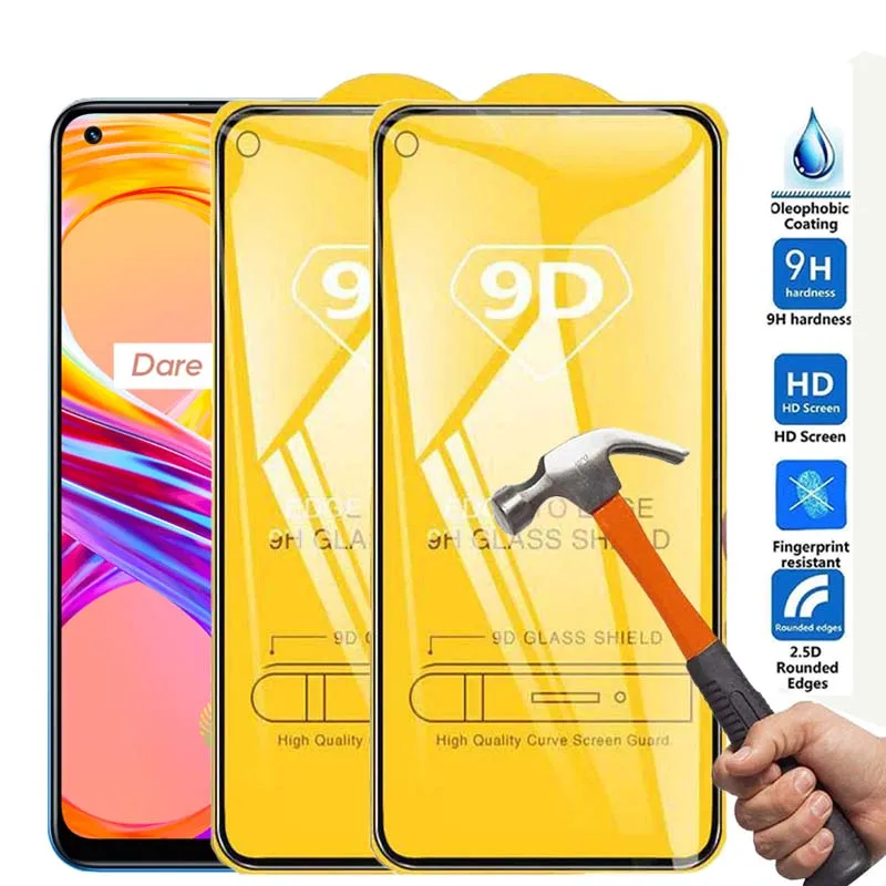 

2Pcs 9D Full Cover For Oppo Realme 8 Pro C21 7 Pro 7i C3 Global Protective Glass 3D Opp Realmi 8Pro Glass Screen Protector Armor