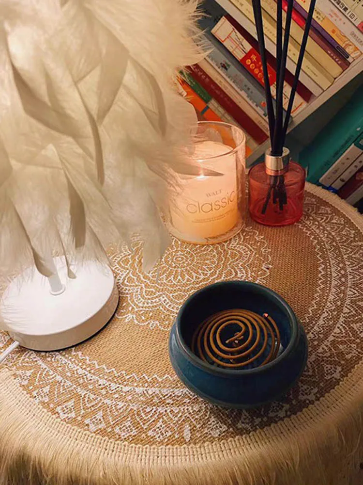 

Round Embroidery Table Placemat Nordic Style Non-slip placemat Heat Insulation Furniture Decoration mat Coffee Cup Mats