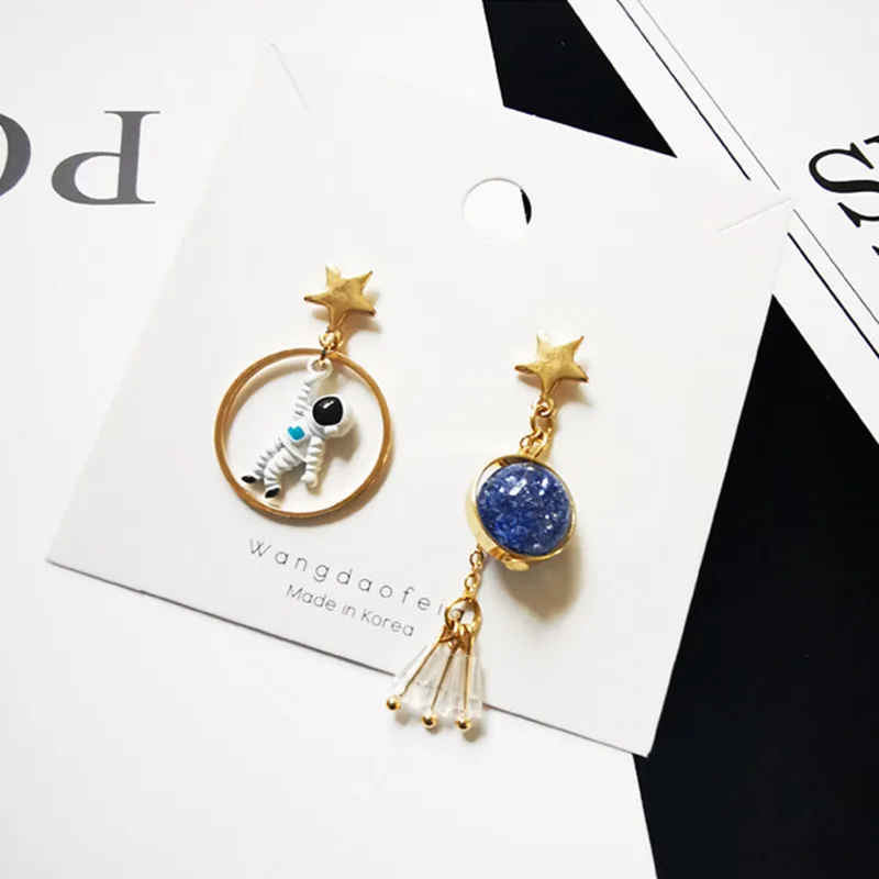 Новинка асимметричные серьги с пентаграммой 2019 корейские космические