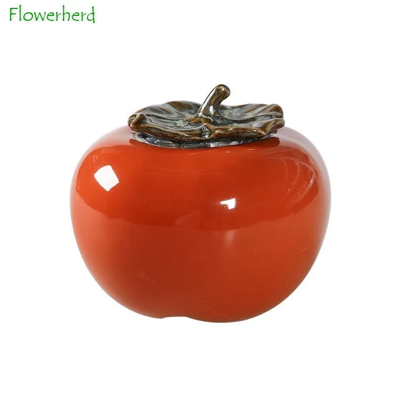 

Persimmon Ceramic Porcelain Tea Caddy Teaware Mini Small Portable Travel Persimmon Persimmon Wishful Airtight Can