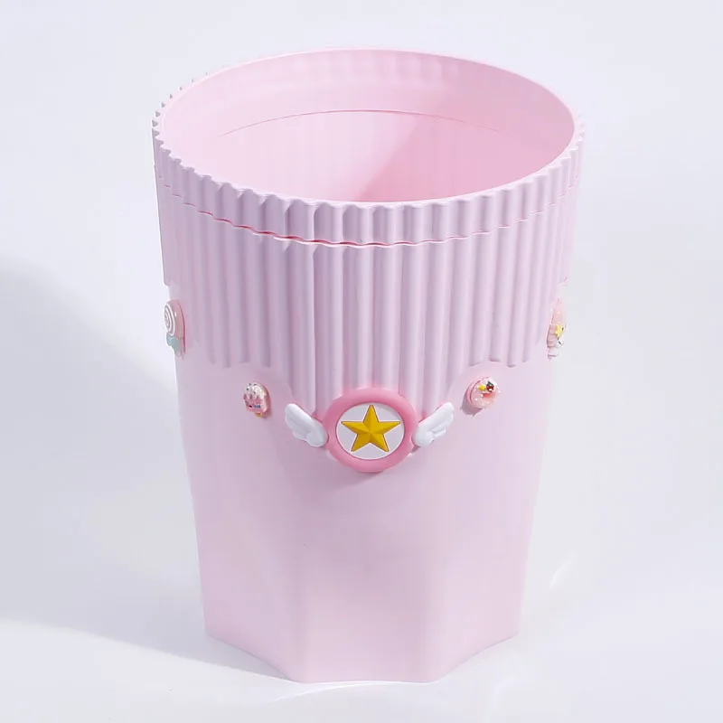 

Cartoon Anime Card Captor Sakura Creative Fashion Waste Bin Desktop Garbage Basket Action Figure Home Office Plastic Trash Can