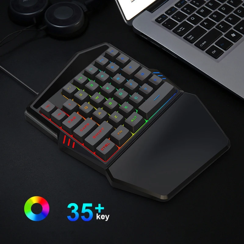 RGB игровая клавиатура с одной рукой 35 клавиш светодиодный мини левой для