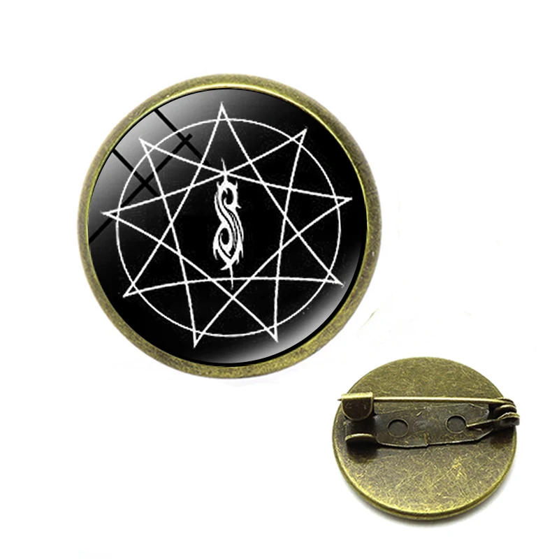 Dropshipping Fashion Rock Band Slipknot Brooches Women Men Glass SLIPKNOT Badges Dome Pins Hip Hop Jewelry CC Brooch | Украшения и