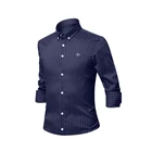 Мужская рубашка в полоску, с длинным рукавом и принтом