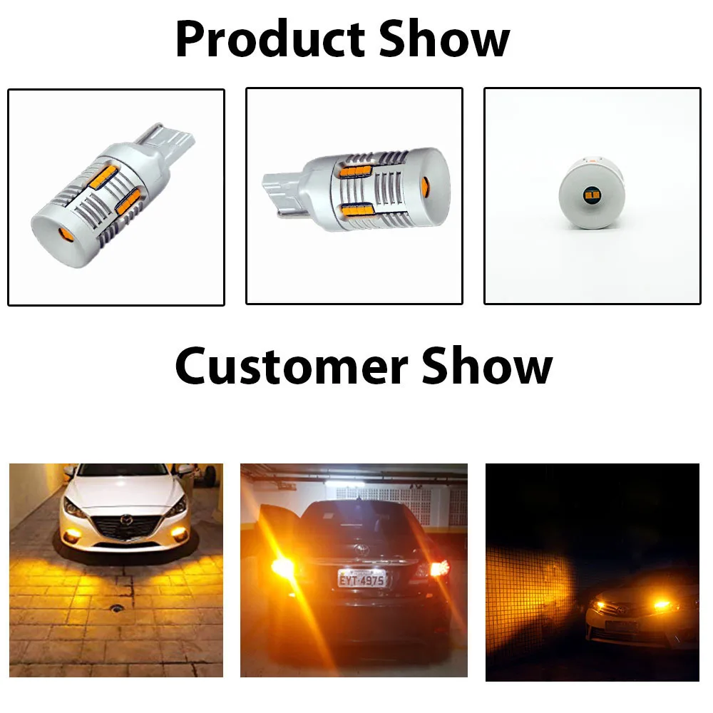 

T20 7440 W21W LED Bulbs White Amber Yellow Lamp Bulbs For Car Backup Revese Turn Signal Light One Year Wrranty