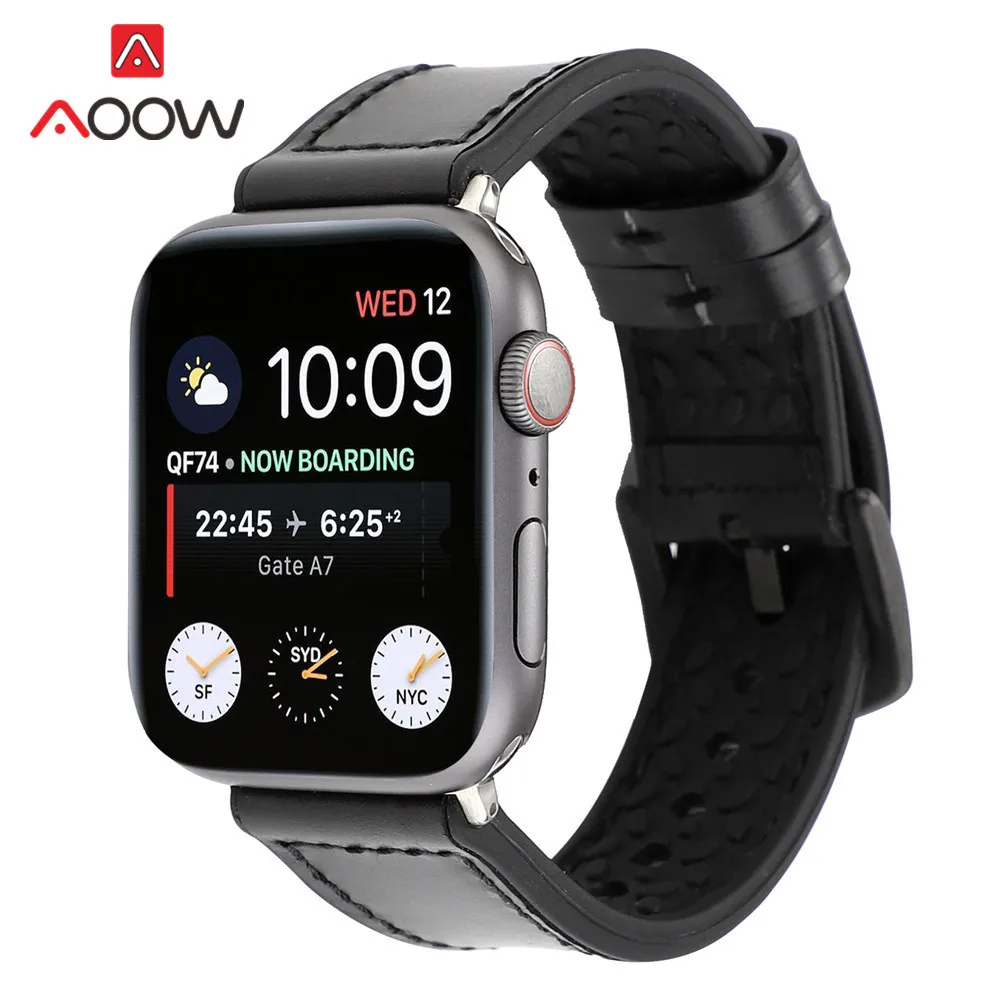 Резиновый кожаный ремешок для часов Apple Watch 40 мм 44 мм 38 42 красная черная пряжка мужской женский спортивный браслет ремешок для iwatch 1 2 3 4