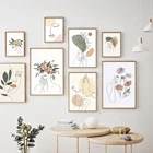 Настенные плакаты и принты в скандинавском минималистическом стиле, абстрактная картина с изображением девушки, лица, цветов, Листьев, холст для гостиной, декор для стен