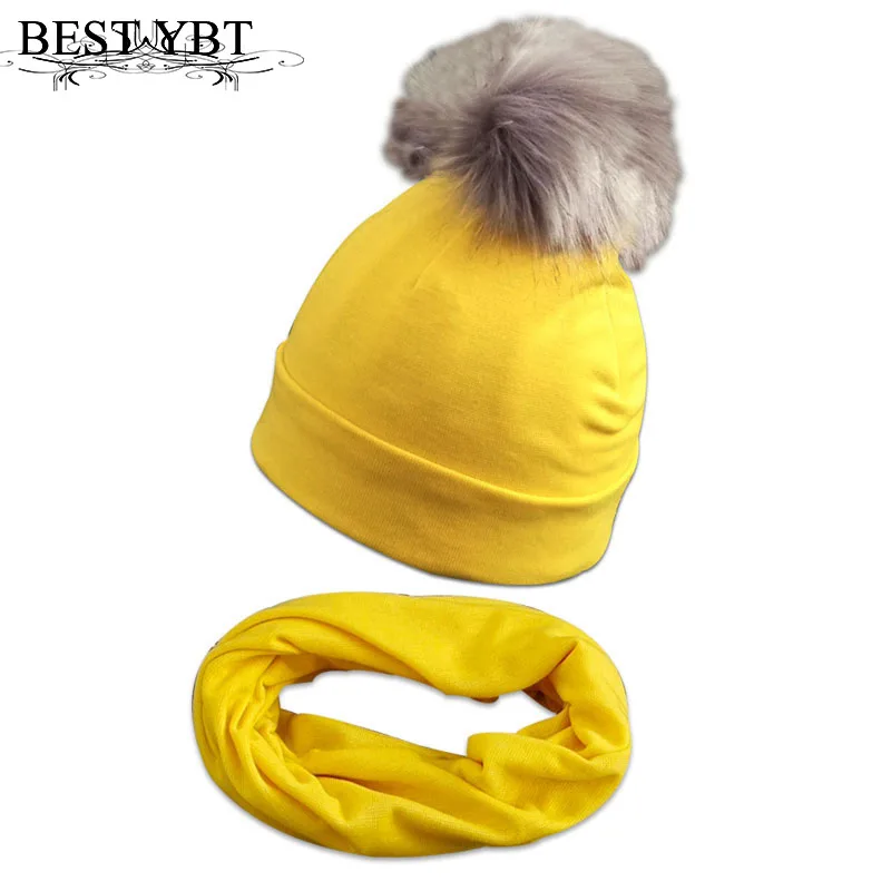 

Newborn Cotton Warm Spring Autumn Winter Baby Hat Scarf Kids Boys Girls Beanie Hats Pompom Children's Beanies Cap Accessories