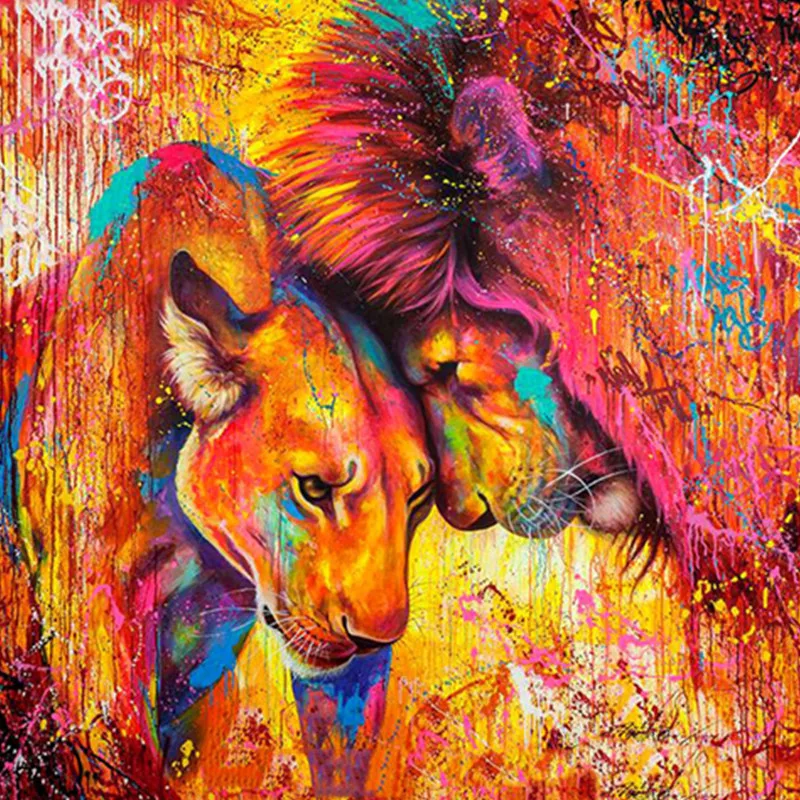 

Картина для раскрашивания по номерам на холсте "пылающая пара льва", 50 х65 см