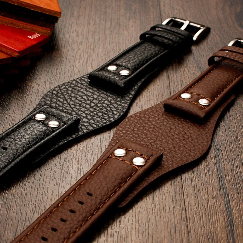

Genuine Real Leather Watch Strap for Fossil CH2564 CH2565 CH2891CH3051 Handmade Wristband 22mm black brown tray watchband