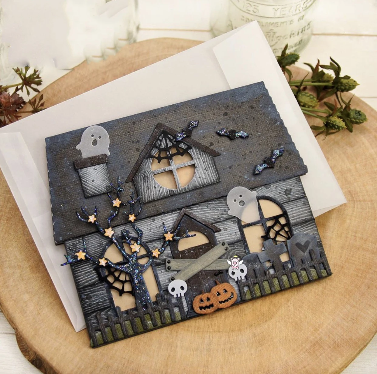 piggy craft metal cutting dies cut die mold ghost halloween house scrapbook paper craft knife mould blade punch stencils dies free global shipping