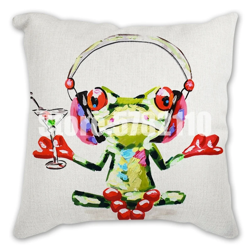 Полиэстеровый Чехол на подушку Рождественская мультяшная собака лягушка зебра