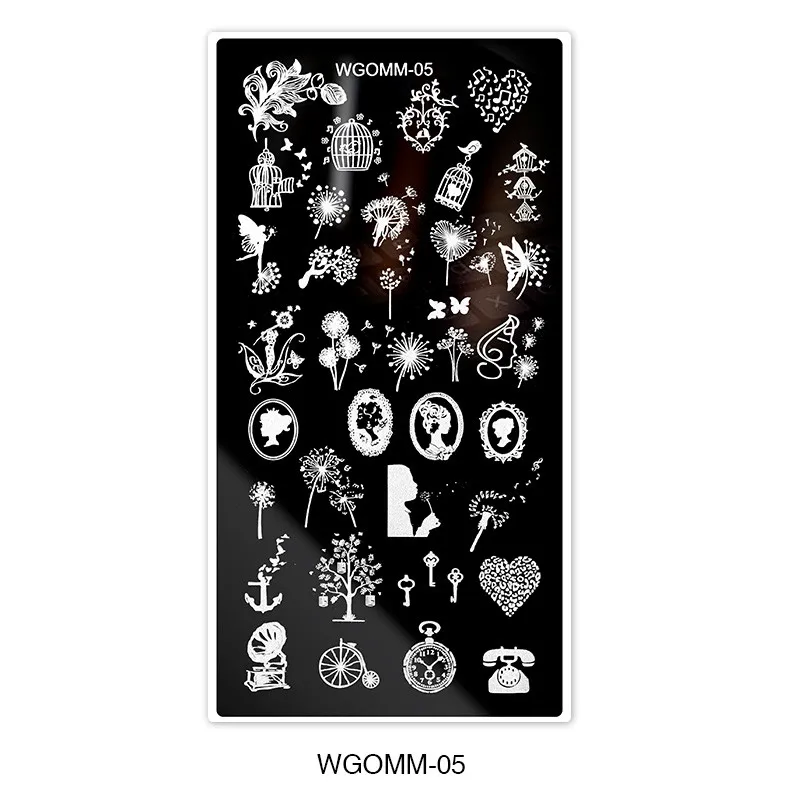 5 1pc Marble Smoke Mandala Nail Stamping Plates Stamping Line Flower Nails Design Nail Images Leaf Manicure Nail Art Set - Цвет: 5