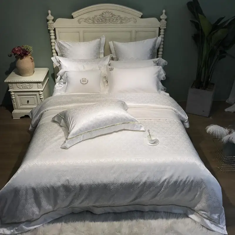 

40Egyptian Cotton Beige White Luxury Bedding Set King Queen size Bed set Duvet Cover Bed Sheet set Bedlinen Pillowcase