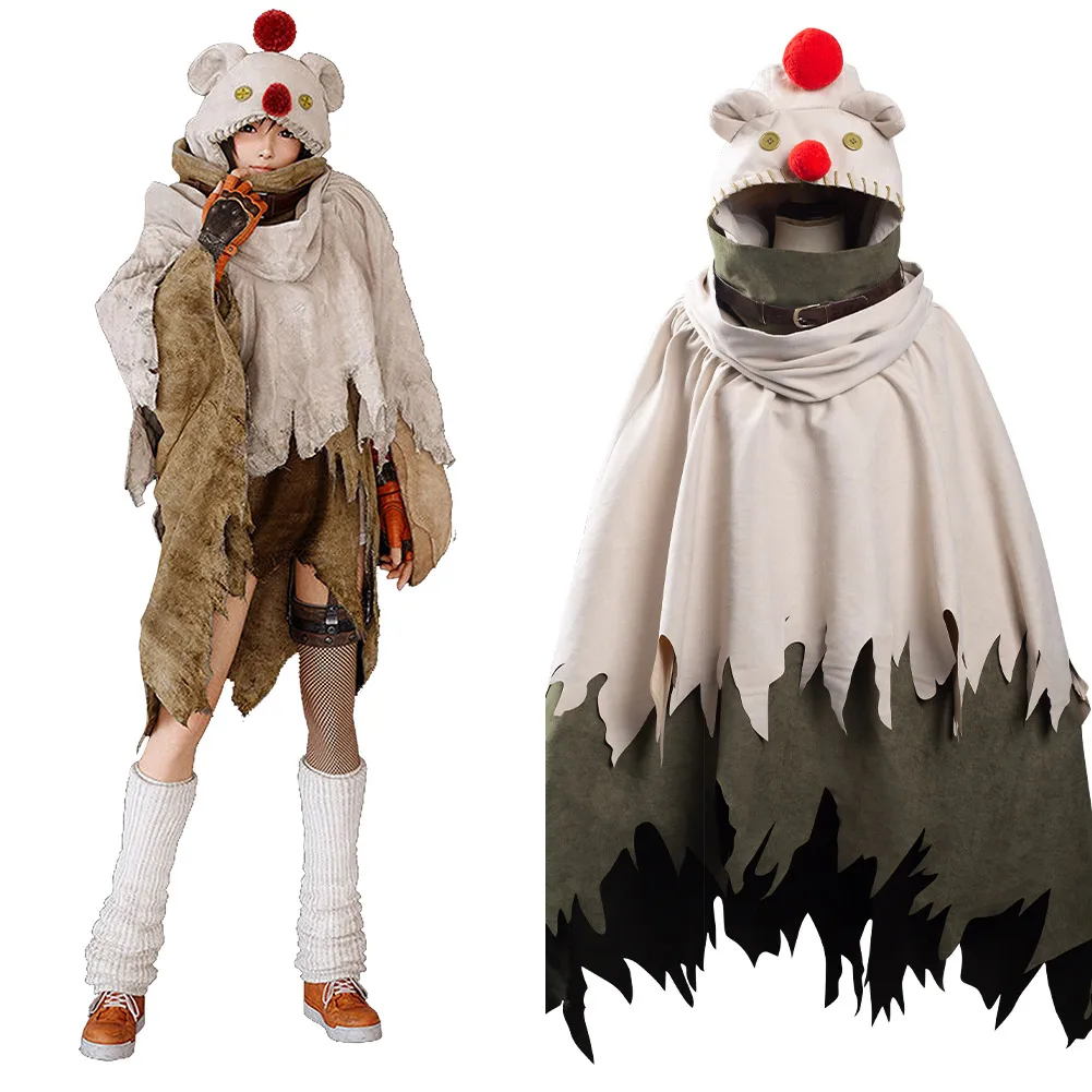

Adult Final Fantasy VII Remake Intergrade Yuffie Kisaragi Moogle Cosplay Costume Cloak Hooded Cape Scarf Halloween Carnival Suit
