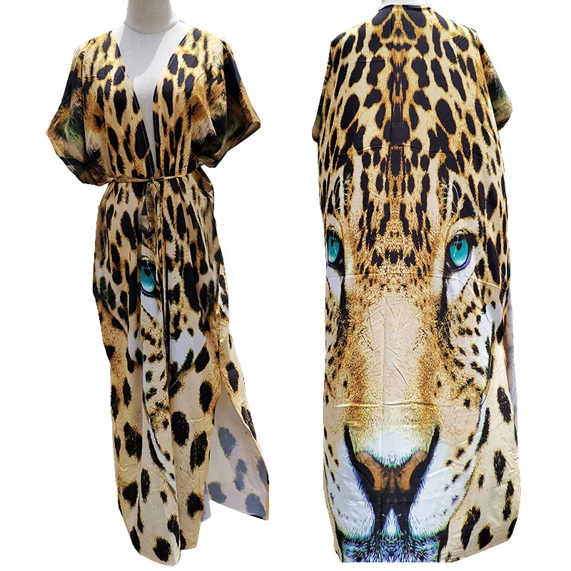 Накидки для бикини пикантное кимоно с принтом тигра 2022 пляжный халат купальник