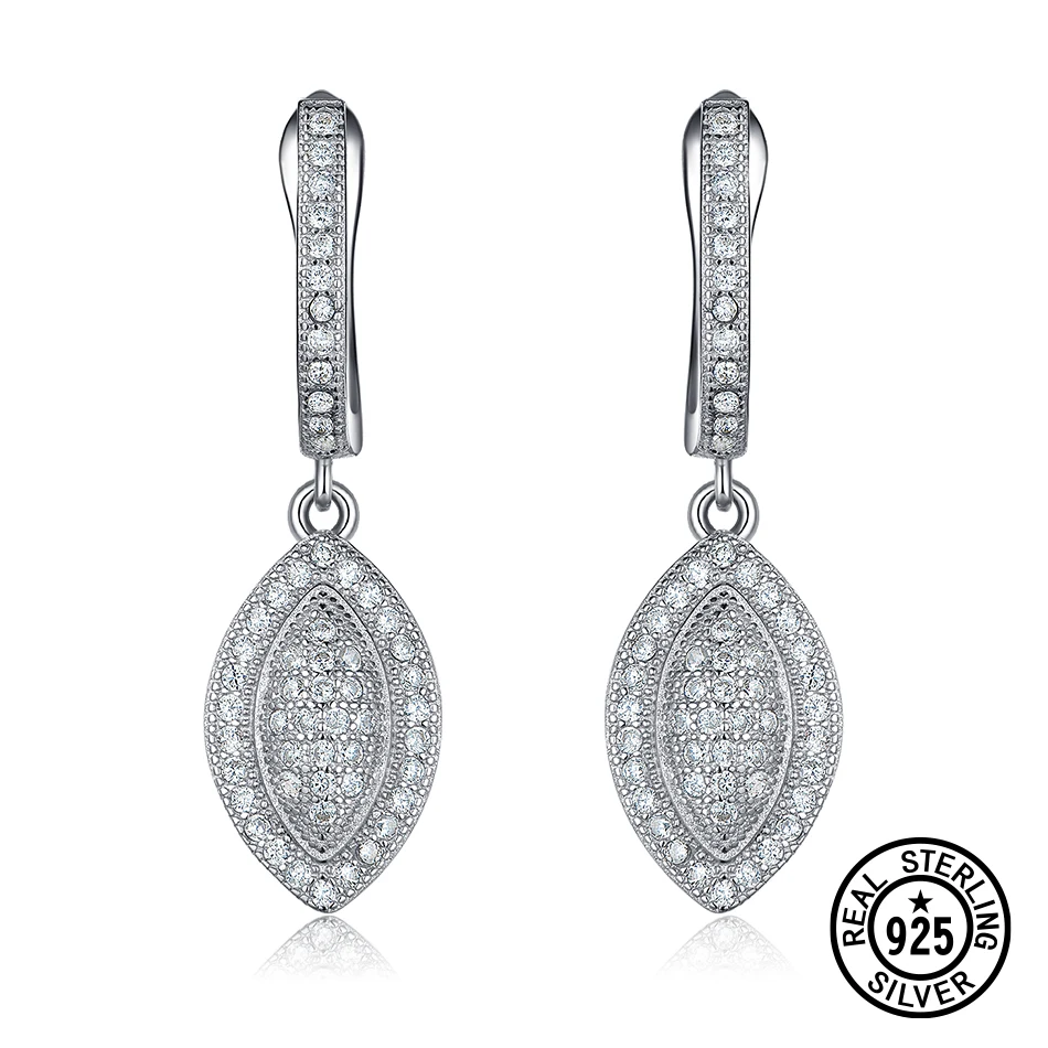 Серьги прекрасные серьги для женщин 925 стерлингового серебра капли в виде воды