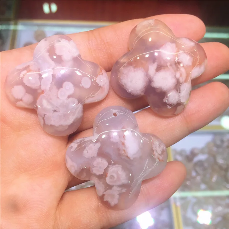 Красивая натуральная вишня цветок Агат четыре кулон в виде клевера излечиваюший