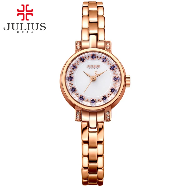 

2017 Julius Quartz Brand Lady Watches Women Luxury Bracelet Watches Crystal Diamond Ultra Slim Rose Gold Reloj Hour Clock JA-883