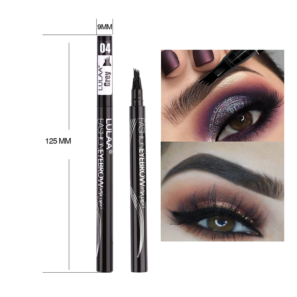 

Waterproof Natural Eyebrow Pen Four-claw Eye Brow Tint Makeup three Colors Eyebrow Pencil Brown Black Brush Cosmetics