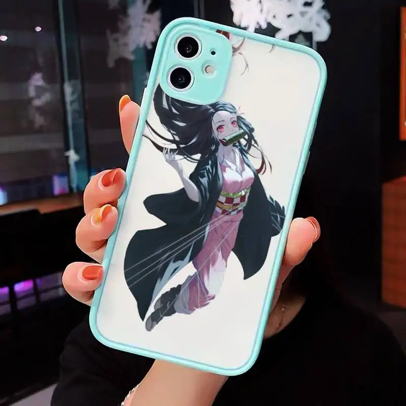 

Kimetsu No Yaiba Demon Slayer Anime Phone Case Clear Funda matte transparent For blue iPhone 7 8 x xs xr 11 12 pro plus max mini