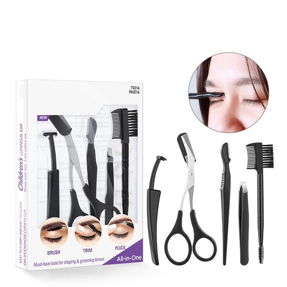 5 шт./компл. набор для обрезки бровей Набор формирования ножницы пинцет и бритва