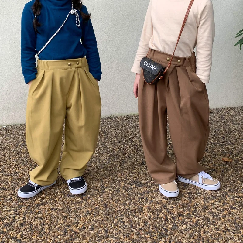 

Pants Ankle Length Elastic Waist Loose Solid Polyester New Fashion Comfortable Cute Lovely Simple Spring Auutmn Children Unisex