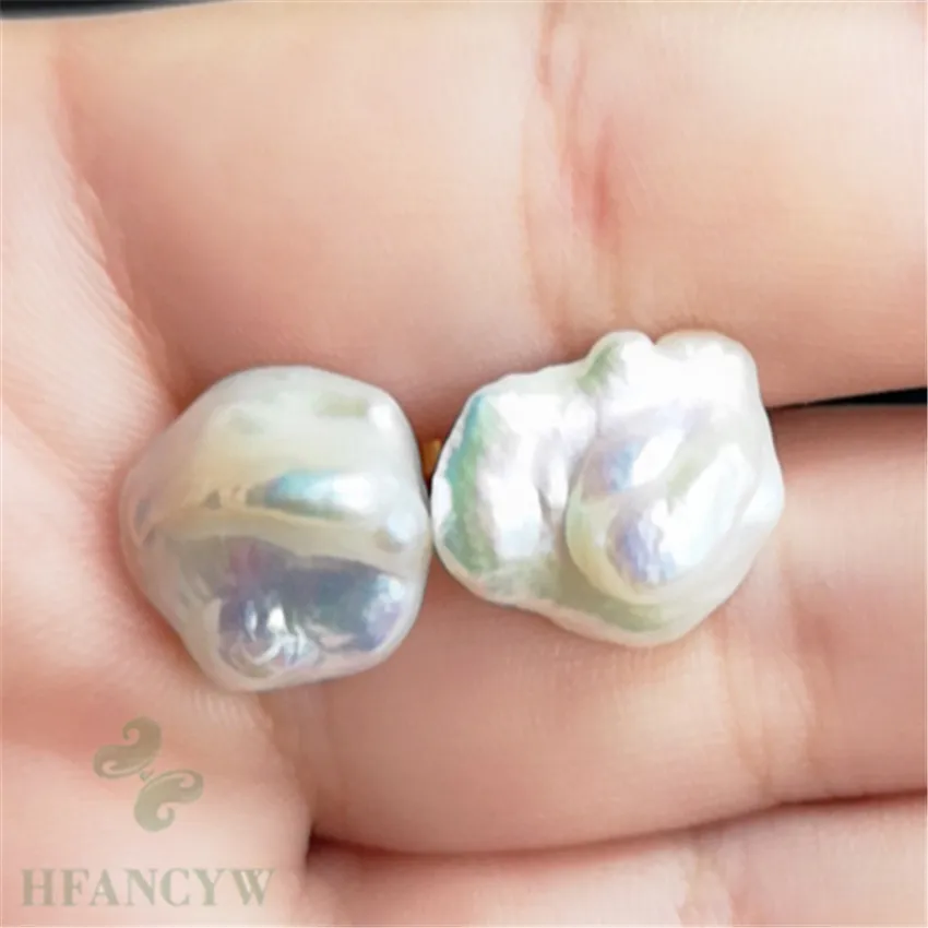 13x15 мм белый жемчуг в стиле барокко серьги гвоздики Висячие ювелирные изделия