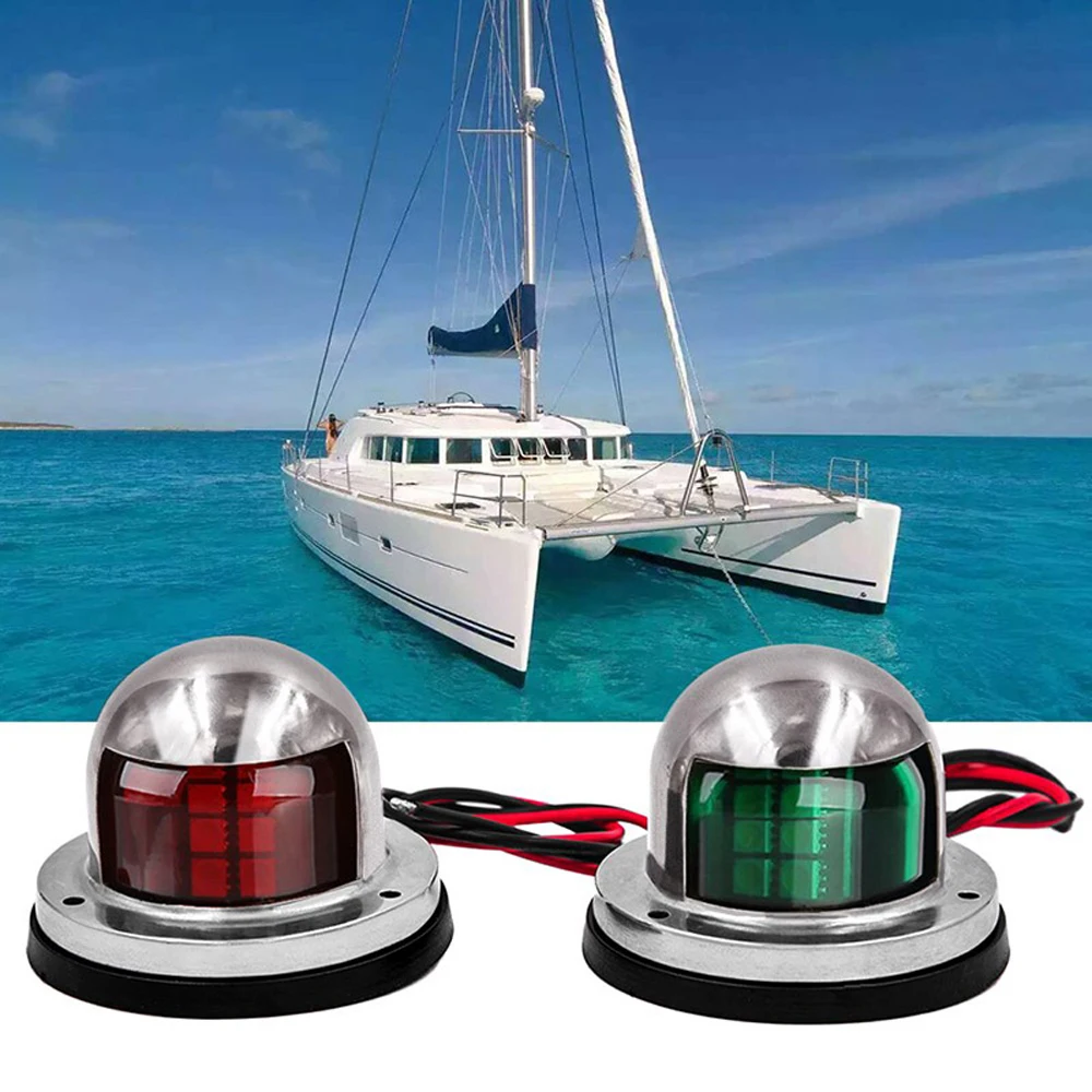 

12V LED Navigation Light Stainless Steel Signal Light Waterproof Red/Green Indicate Lamp for Bow Marine Boat Accessory