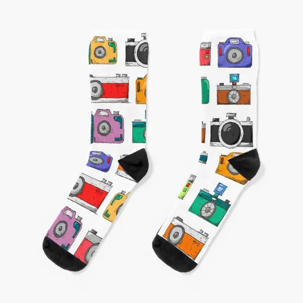 

Retro Camera Crew Socks Breathable Funny Cute Cartoon Sports Women Short Ladies Unisex Pattern Winter Comfortable Girls Best