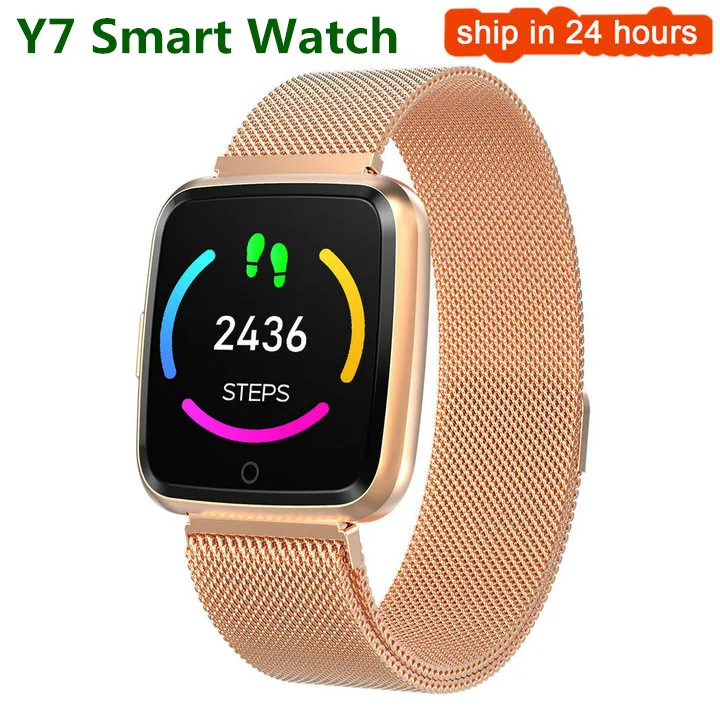 Y7 Смарт часы браслет кровяное давление кислородный спортивный трекер smartwatch водонепроницаемый монитор сердечного ритма браслет для мужчин и женщин - Цвет: gold Y7