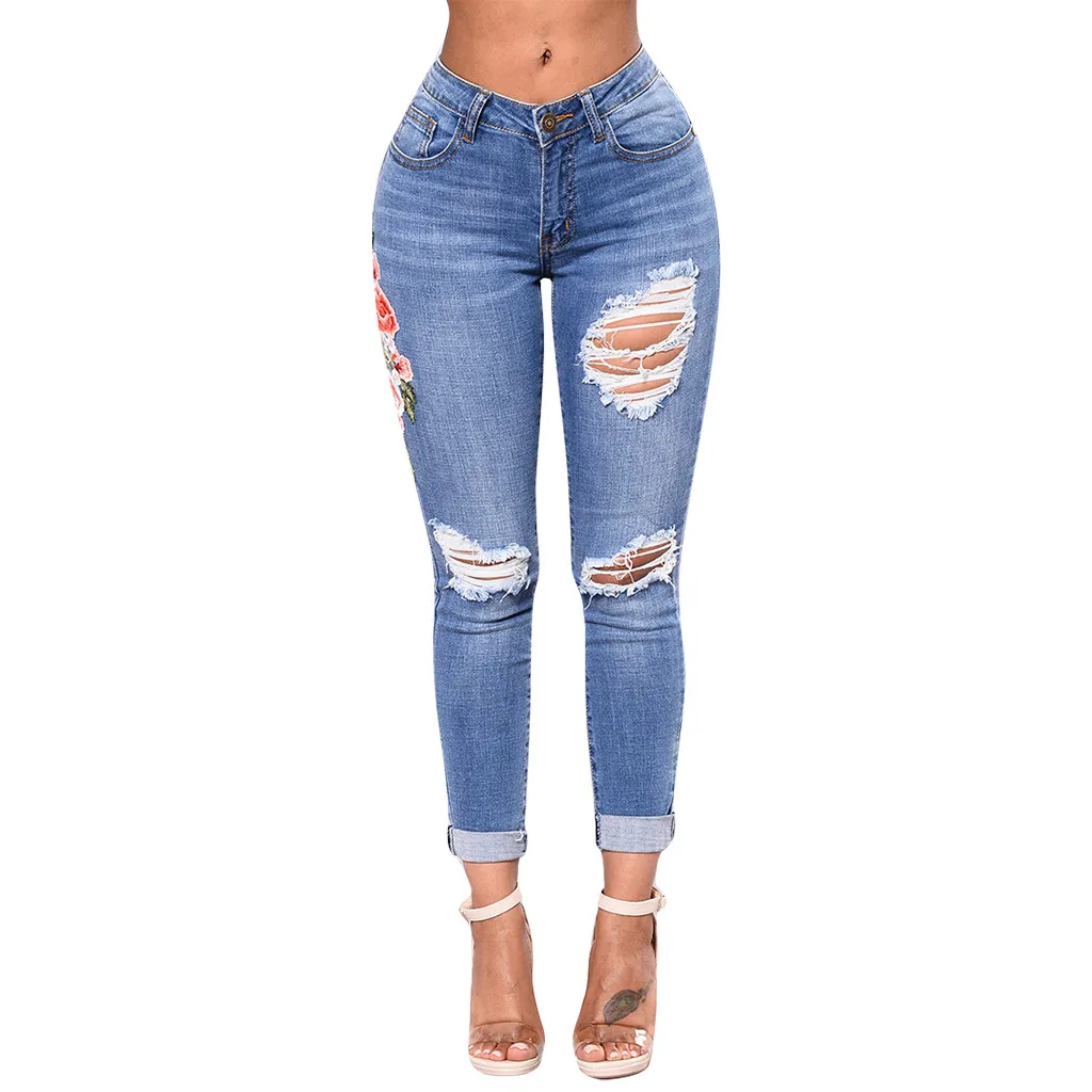 Джинсы Mujer женские с высокой талией стрейч печати джинсы Леггинсы облегающие