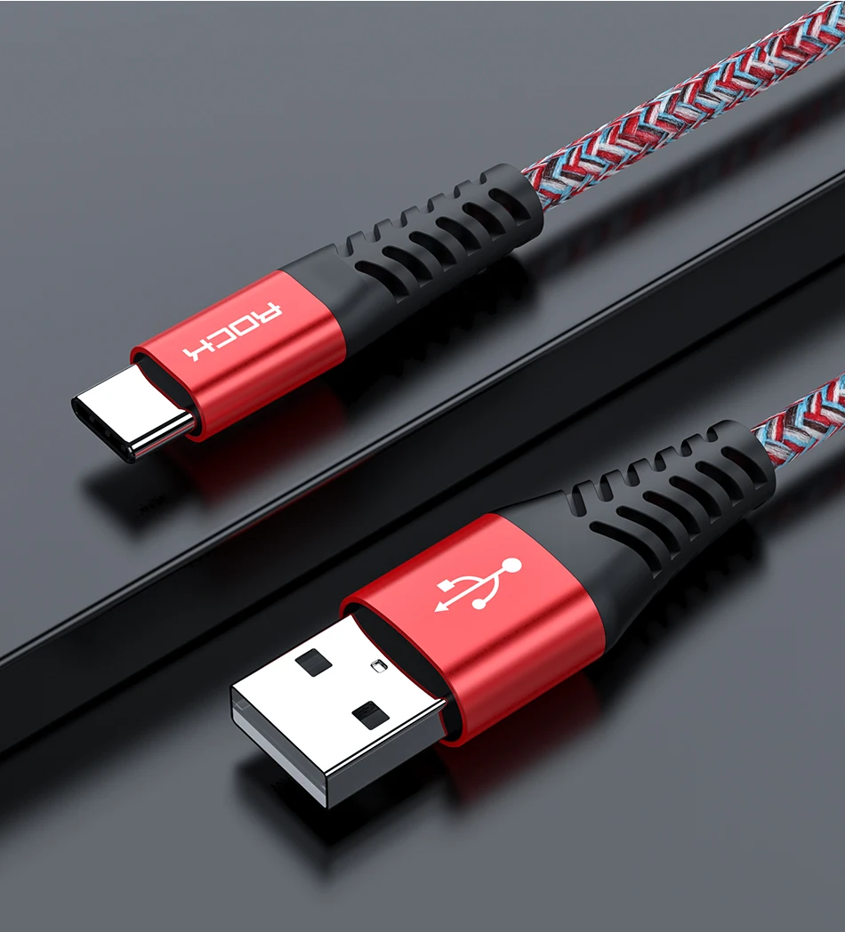 ROCK QC3.0 usb type-C кабель для Xiaomi Redmi K20 Pro 3A Быстрая зарядка usb type-C дата-Устройства Мобильный телефон быстрое зарядное устройство кабель