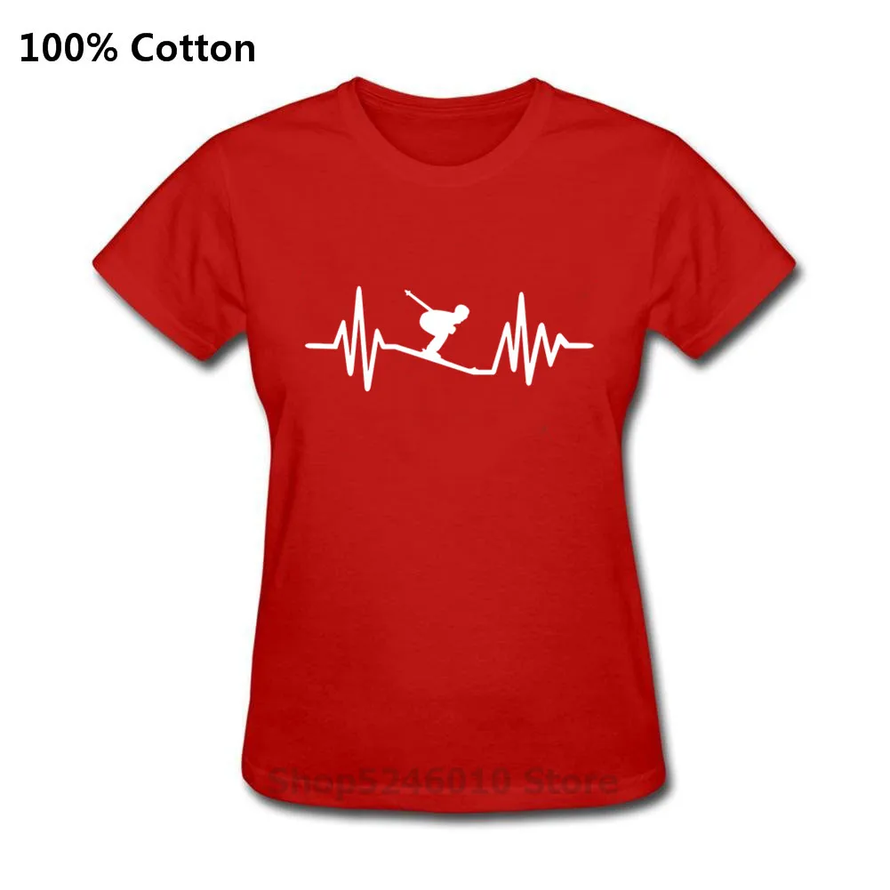 Футболка женская с коротким рукавом изображением сердцебиения для катания на