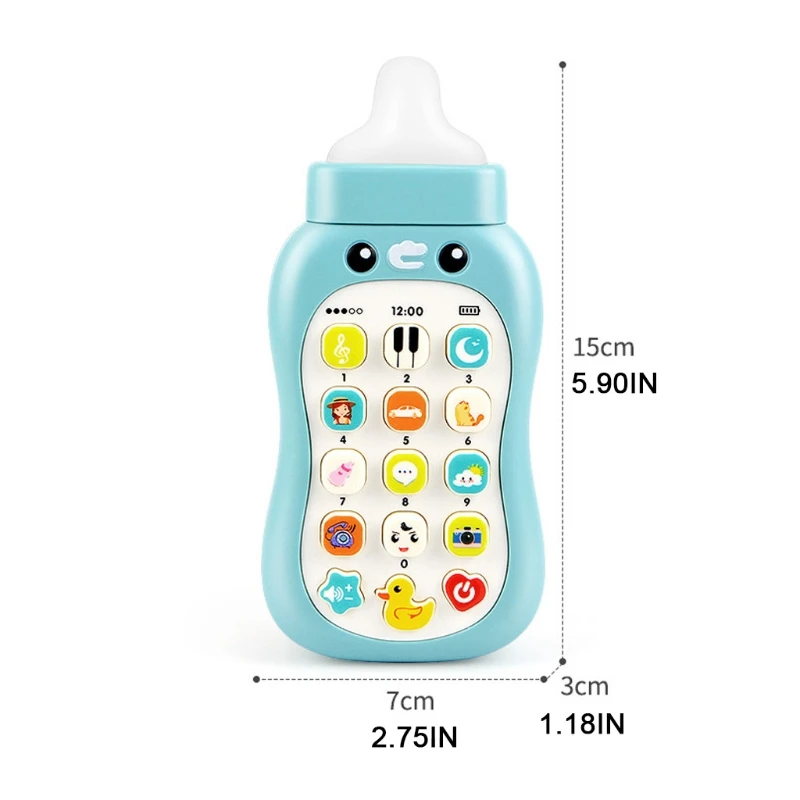

Baby Nibble Pacifier Educational Mobile Phone, Simulation Bottle Imitating Music Phone for 1 2 3 Year Old Boys Girls