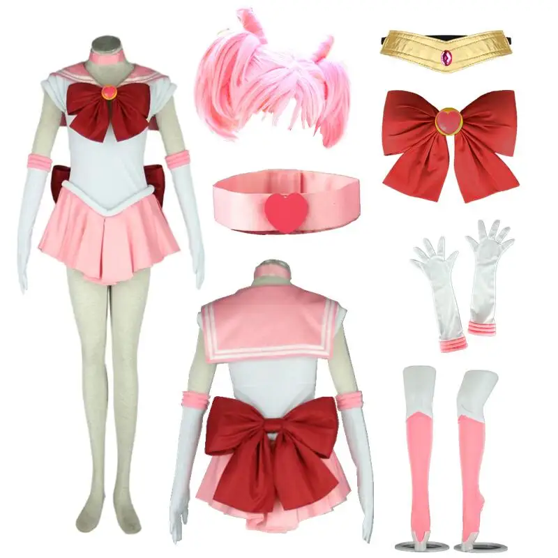 

2021 New Anime Sailor Moon Cosplay Sailor Small Lady with Pink Wig Halloween Cosplay Costume Halloween