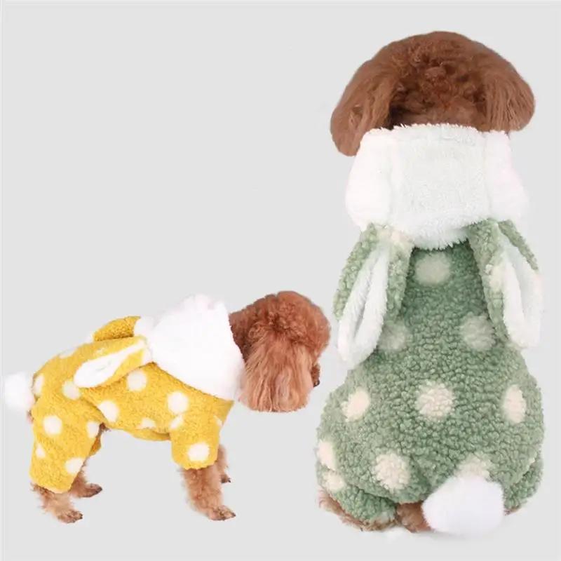 

Winter Pet Clothes Warm Hoodies Pet Apparel Pet Costume for Dog Puppy Pajamas Fleece Jumpsuit Pet Outfit With Rabbit Ear