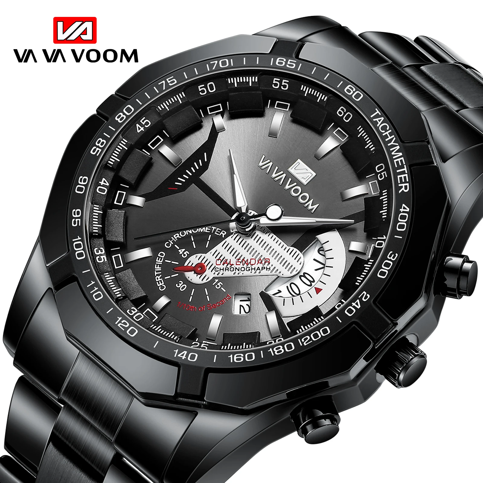 

VAVA VOOM New Top Brand Men's Sports Quartz Watches Stainless Steel 30mWaterproof Luxury Wristwatch Clock Men Reloj Hombre