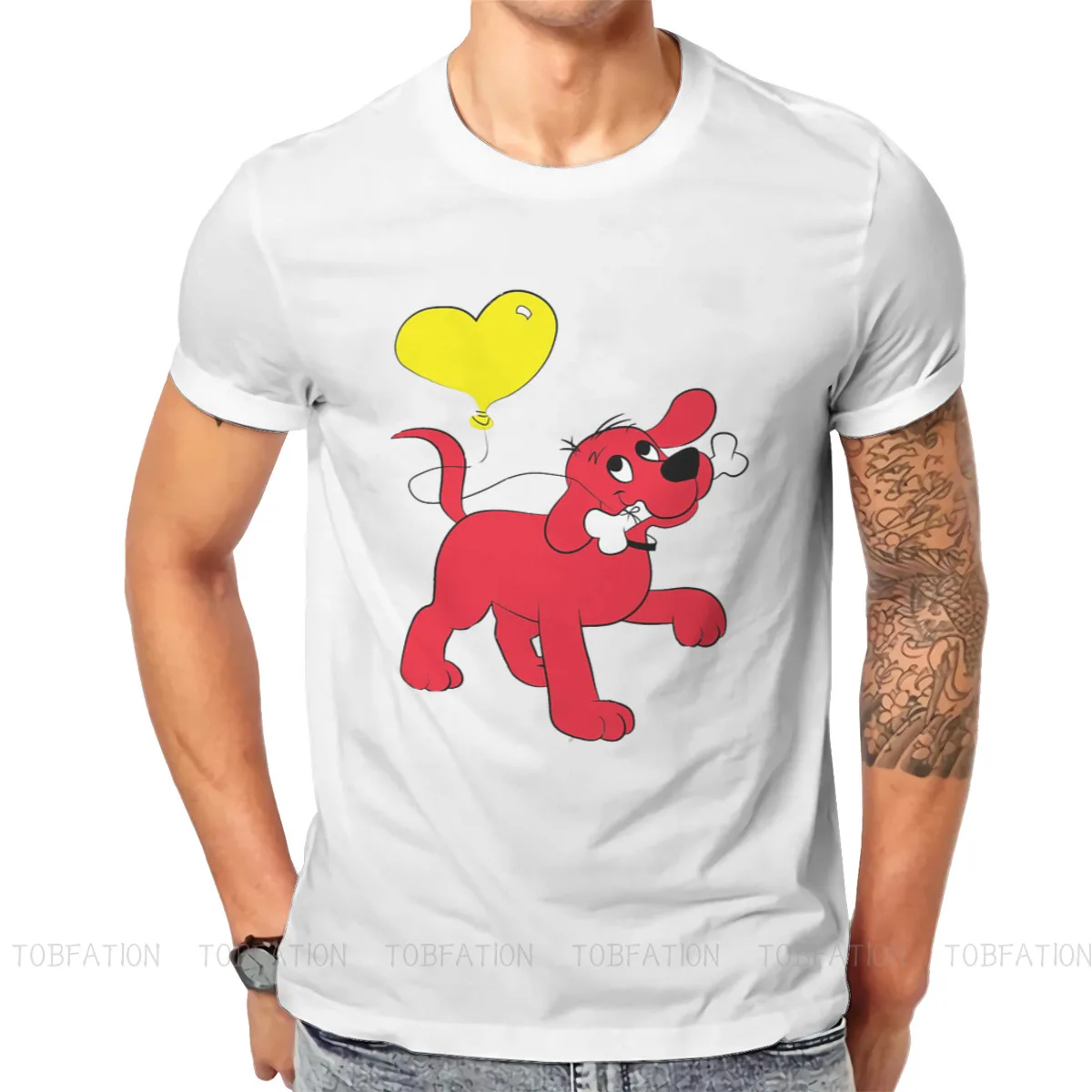 

Dogs and Bones Round Collar TShirt Clifford the Big Red Dog Pure Cotton Classic T Shirt Man's Clothes Individuality Fluffy