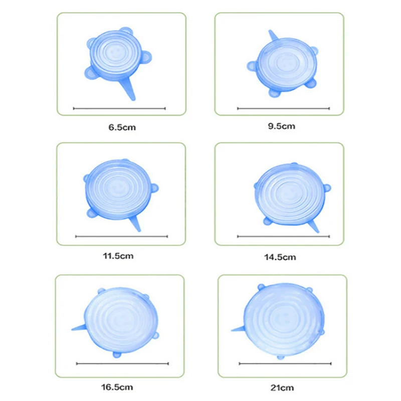 6 шт./упаковка силиконовые крышки для кухонной посуды|Крышки посуды| |